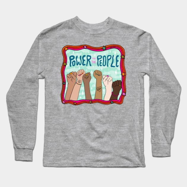 Power to the People Long Sleeve T-Shirt by Doodle by Meg